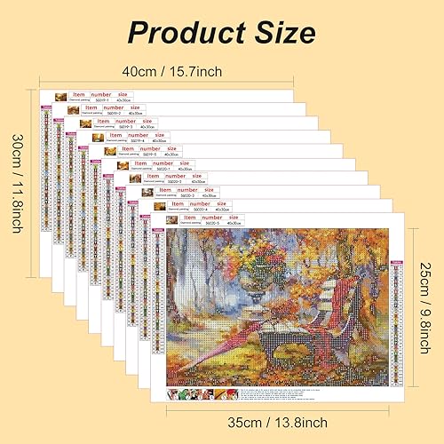 Miniatura 10 de Stalente Kits de pintura de diamantes para adultos, paquete de 10 kits de arte de diamantes 5D para principiantes, pintura de diamante redonda para