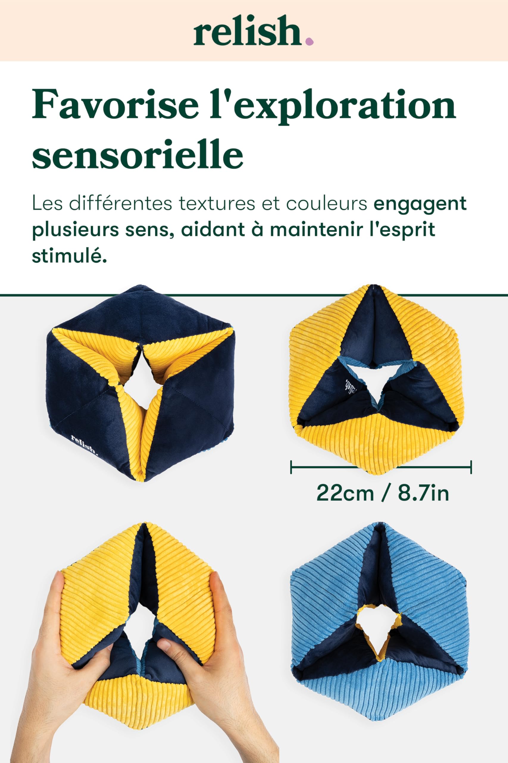 Relish - Activité sensorielle Tactile, Jouet Amusant, Produit Doux et Confortable avec des Couleurs et des Textures contrastées