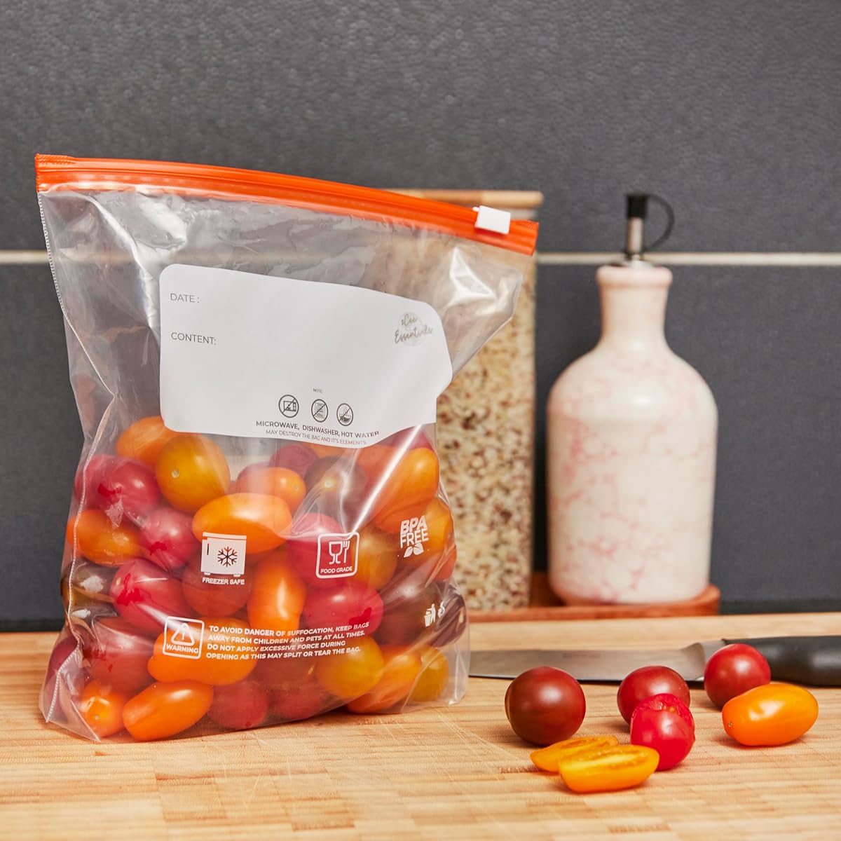 Reusable Freezer Bags Set (50Pcs) – Large, Medium & Small Slider Ziplock Bags (4.5L, 2.25L & 1L) + 50 Freezer Labels, Bag Hol — view 6