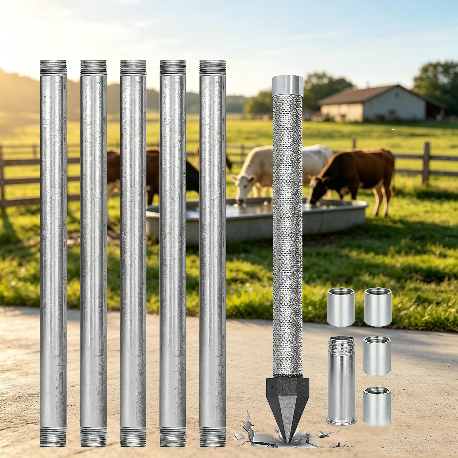 Kit de perforación de pozos de 1-1/4 pulgadas con filtro de acero y tubos galvanizados
