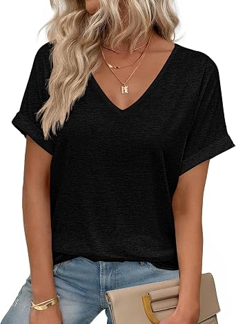 HOTOUCH Womens Short Sleeve V Neck T-Shirt