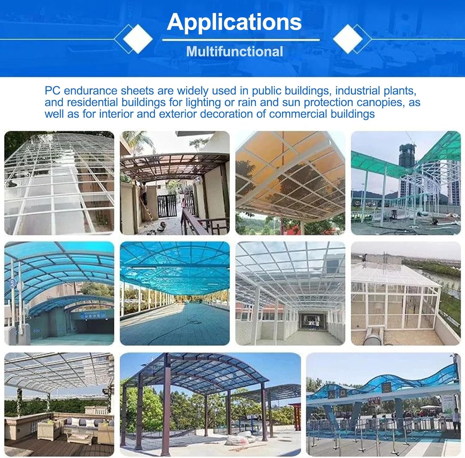 2.5mm Polycarbonate Roofing Sheet - Greenhouse Replacement Panels for Sheds & Carports, Durable UV-Resistant Plastic, 1.22m x 5m (4ft x 16.4ft)