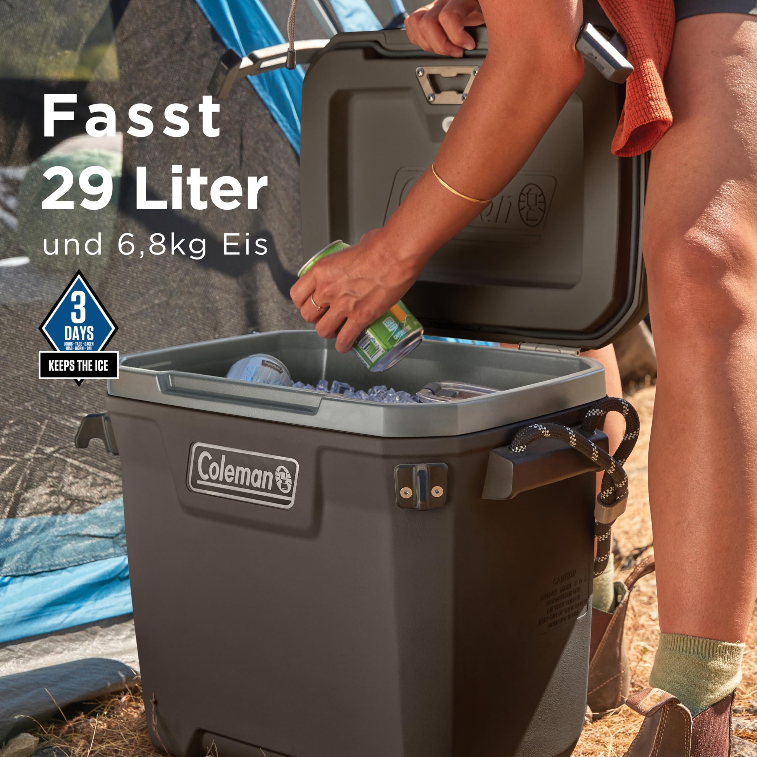 Coleman Convoy Hochleistungs-Kühlbox | 27L - 22L Fassungsvermögen | Hält EIS bis zu 5 Tage lang | Vollschaumisolierung | Große, tragbare Eisbox für den harten Einsatz im Freien & auf Baustellen