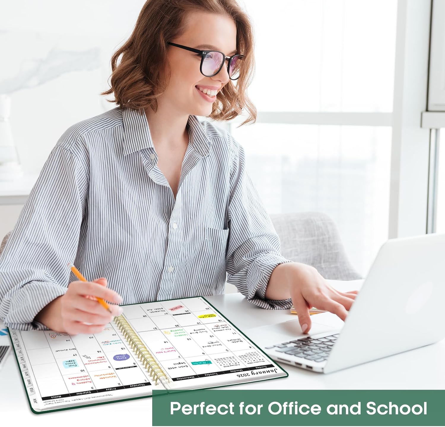 2026 Planner, Weekly and Monthly Calendar Planner, January 2026 - December 2026, Hardcover 2026 Calendar Book with Tabs For Women & Men, Inner Pocket, Spiral Bound, Perfect for Office Home School Supplies - A4 (8.5" x 11"), Dark Green - Image 6