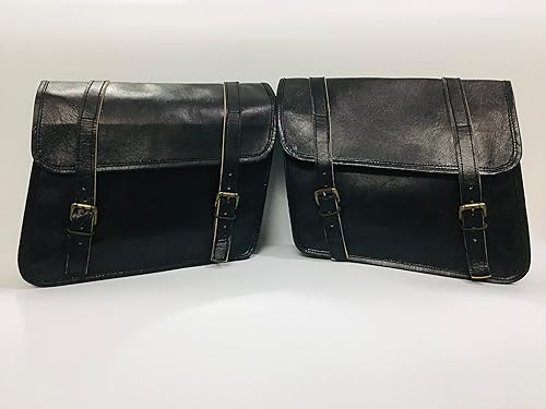 Cuero auténtico vintage dos alforjas negro scooter alforjas brazo oscilante equipaje vintage dos izquierda derecha bicicleta silla bolsa alforjas