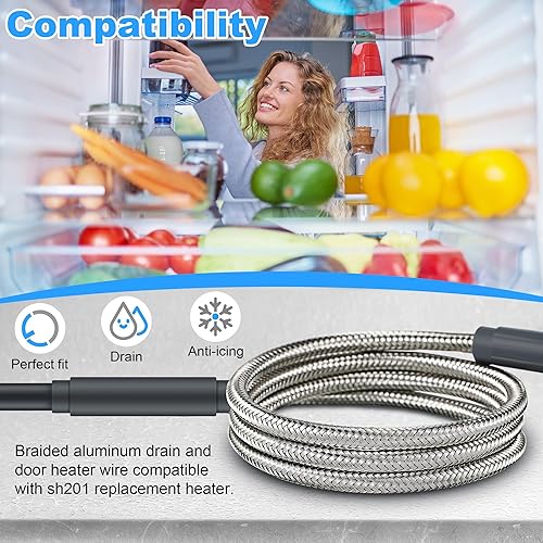 Miniatura 3 de Punta de calentador de drenaje 716 de diámetro, 115 V, 15 W, 25 pulgadas de largo, alambre calentador para refrigerador con 50 bridas de cremallera,