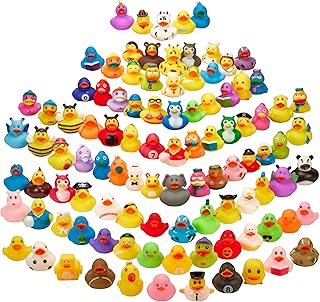 Rubber Duck Toy Duckies for Kids - 50 Pack - Sensory Play, Stress Relief, Stocking Stuffers, Bath Birthday Gifts Baby Showers Classroom Incentives, Summer Beach and Pool Activity - Style 3