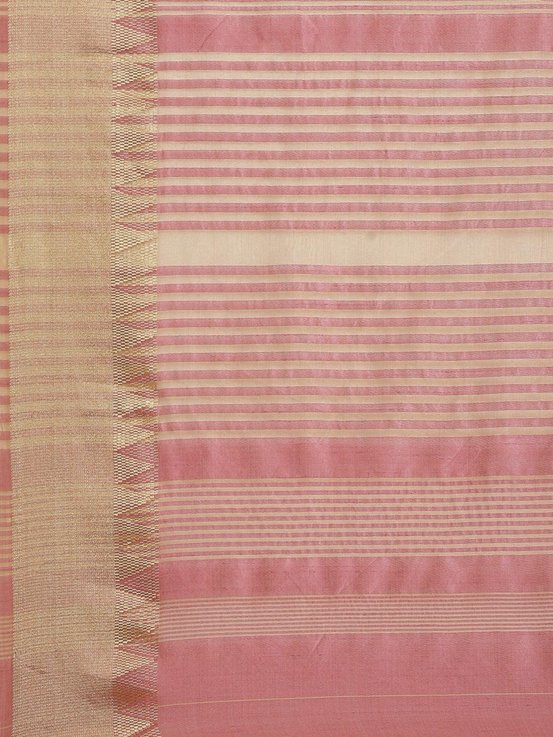 Sari aus reiner Seide, Rosa und goldfarben, 17035750, rose, One size