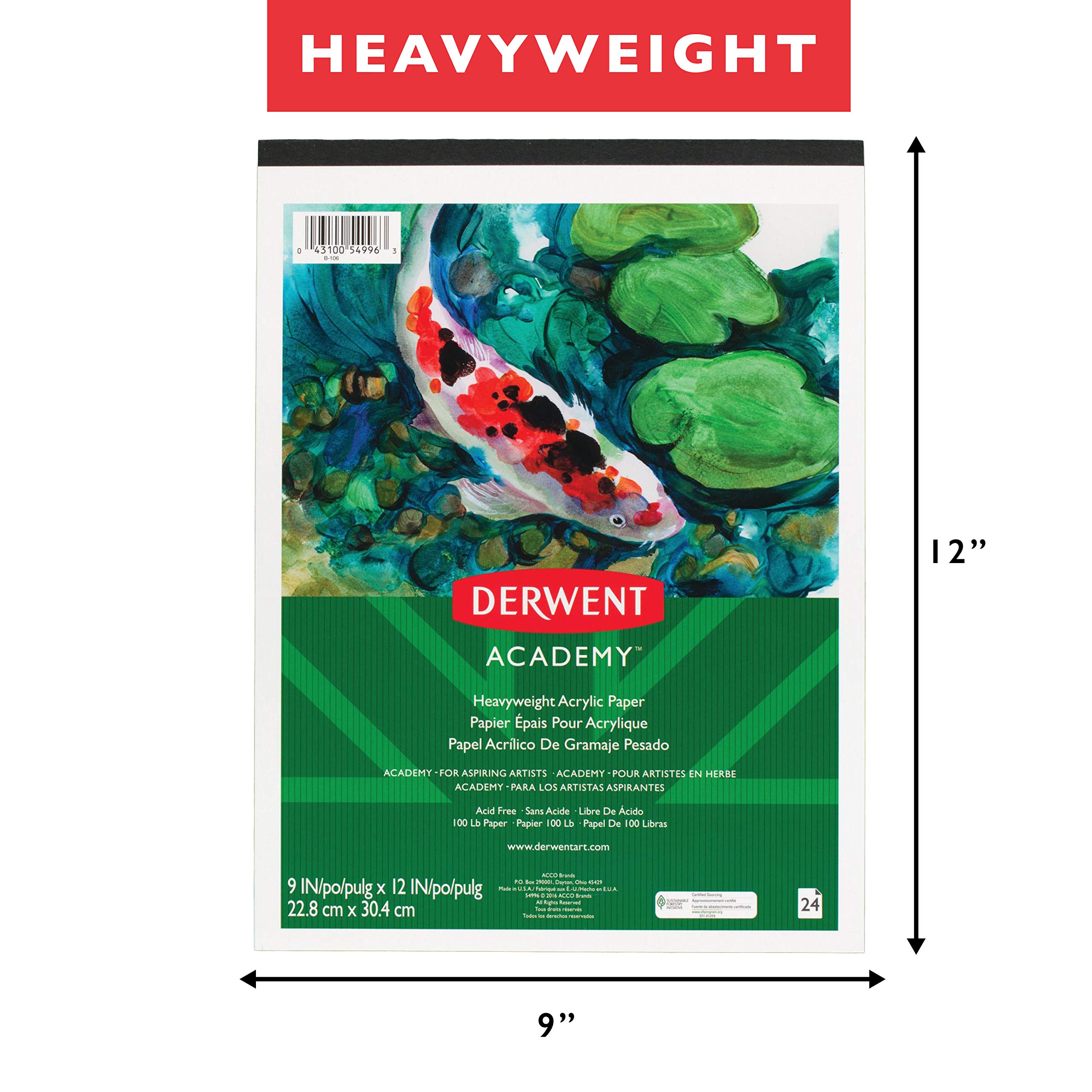 Derwent Almohadilla de pintura acrílica Academy (54996/54998): 9 in. x 12 in. (Blanco) / 24 hojas
