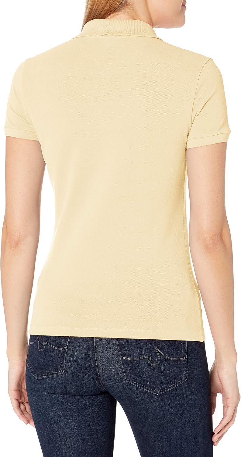 Lacoste Women's Short Sleeve Slim Fit Stretch Pique Polo Shirt : Sports & Outdoors