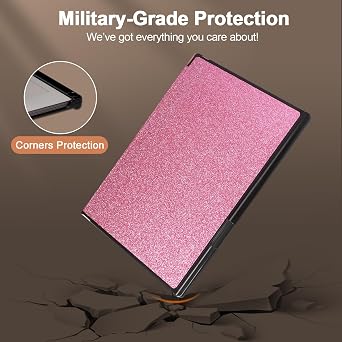 Caweet スタンドケース Remarkable Paper Pro 11.8インチ 2024年用 ハードバックシェル 保護 オートスリープ/ウェイクブックフォリオカバー ペンホルダーとハンドストラップ付き グリッターピンク