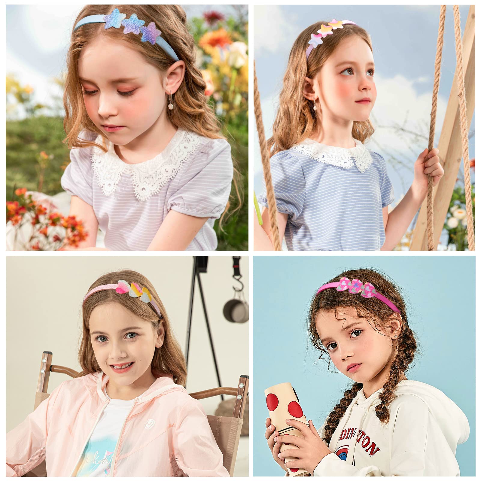 Diademas de corazón con purpurina para niñas, 10 diademas de estrella arcoíris para niñas y niños pequeños, diadema de purpurina arcoíris con dientes