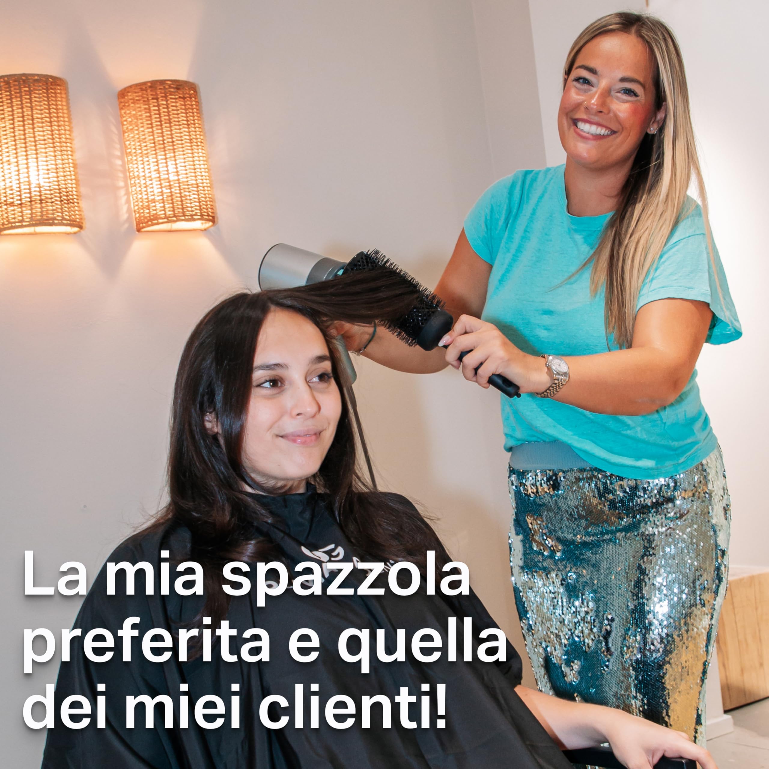 Olivia Garden Expert Blowout Speed Black Label – Nero opaco - 55 - Spazzola rotonda in ceramica con corpo extra lungo per messe in piega 25% più veloci