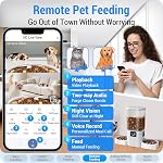 Automatique Cat Feeder avec deux 1080P Caméra pour 2 Chats: 5G WiFi Double alimentation automatique pour chien avec vision nocturne & Alimentation lente, distributeur d'aliments pour chat double auto pour animal de compagnie, amovible pour un nettoyage facile(ACF180W-C)