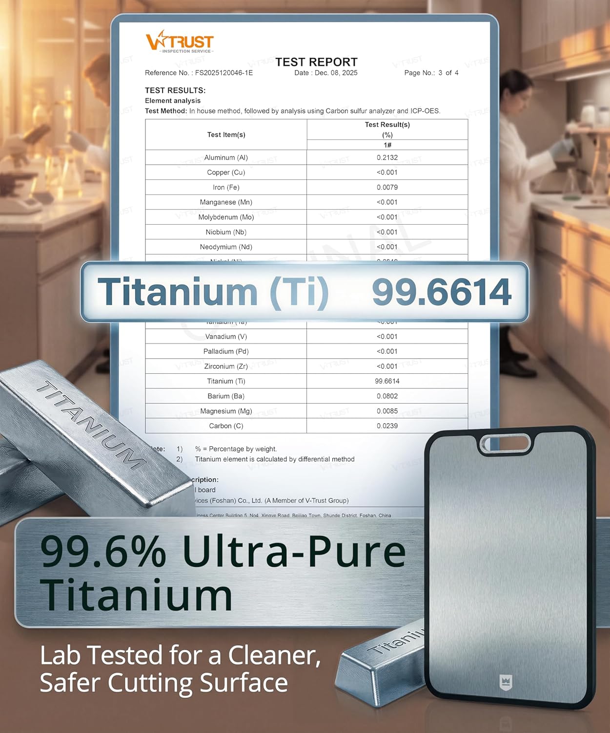 Titanium Cutting Board for Kitchen, Double Sided Cutting Board, Pure Titanium & PP, Large Metal Chopping Board with Juice Groove for Meat and Vegetables, Easy to Clean, 15”×10.4” - Image 3