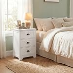 Giantex Nightstand with 3 Drawers, Bedside Table with Exquisite Metal Handles, Accent Table Sofa Side Table with Anti-toppling Device for Bedroom, Study, White