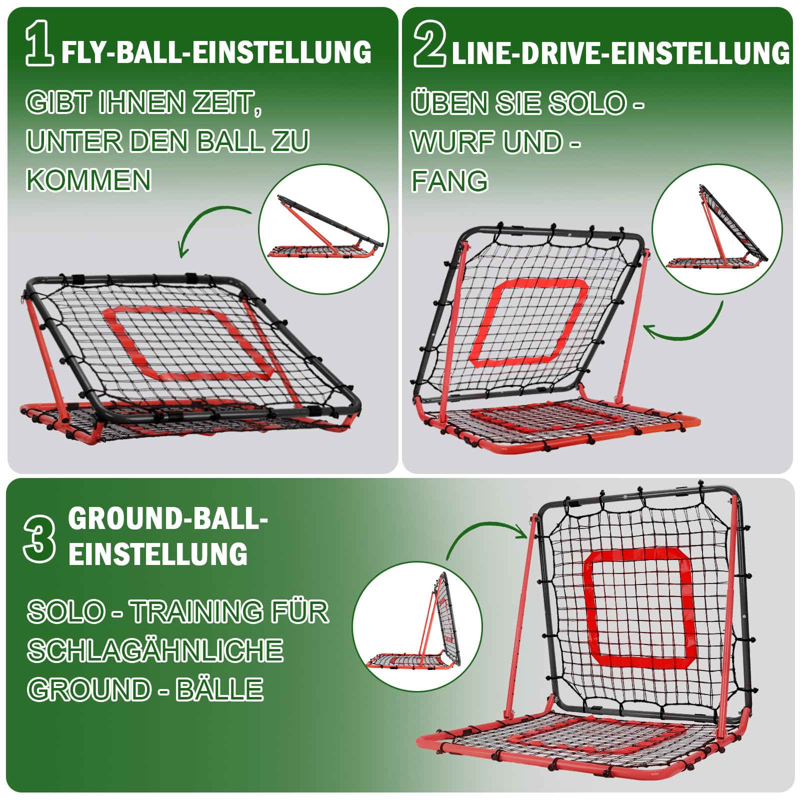 BaseGoal Rebounder für Fußball 85 * 85cm, 8 Winkel Einstellbar