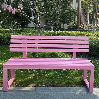 SnamicE Banco de jardín para Exterior, combinación de Madera y Hierro, para 2 o 3 Personas, Resistente a la Intemperie, Ideal para Patio y césped, Color Rosa, 100 cm/39,4 Pulgada,Pink-100cm/39.4in