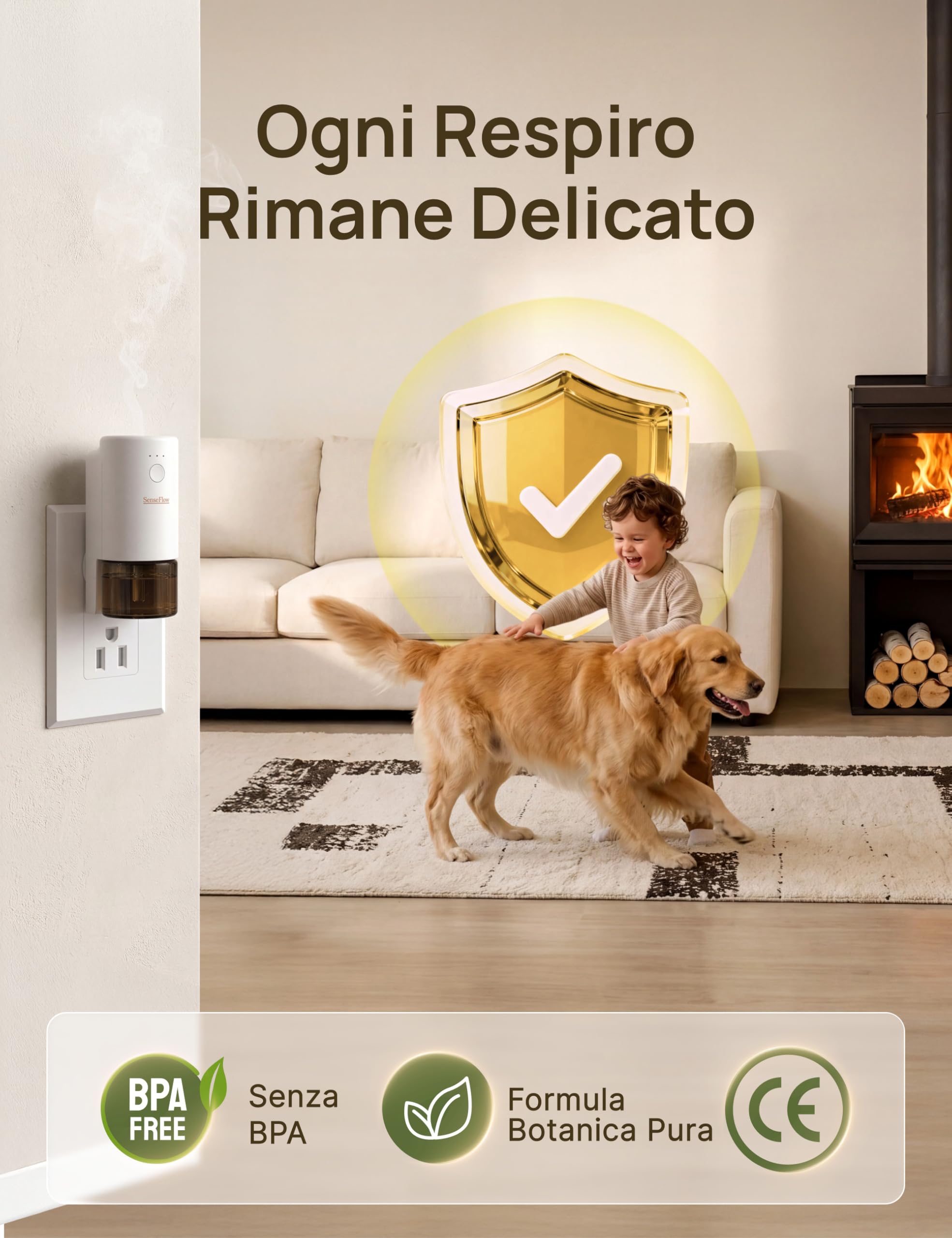 Diffusore di Oli Essenziali Wi-Fi SF101S PRO - Ultrasuoni Senza Acqua Profumatore per Ambienti, 100% Vegetale, Aroma 120 Giorni, LED, Ideale per Casa, Hotel e Studio -Aura di Pesca Stellare