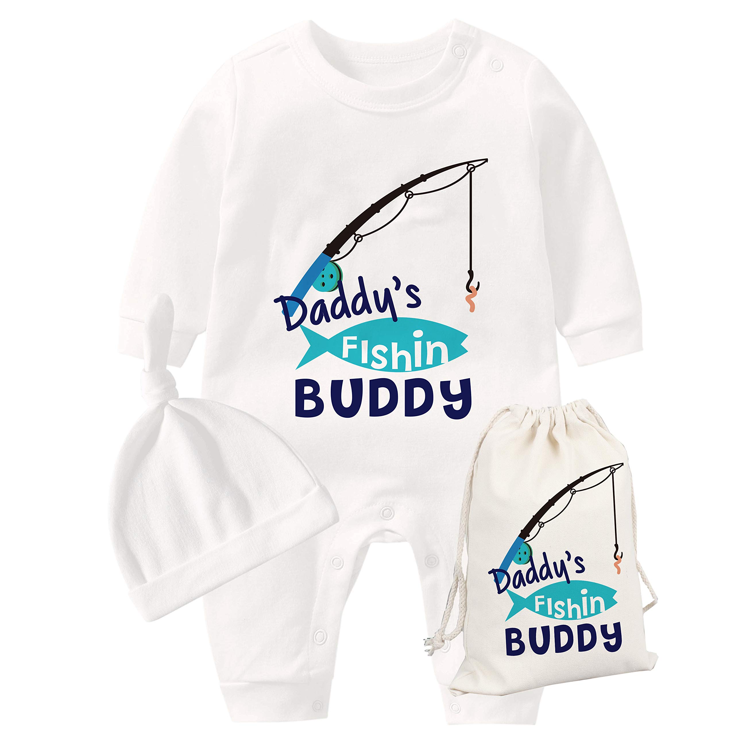 YSCULBUTOL Baby Twins Father Day Toddler Girl Clothes Daddy Fishing Buddy Baby Romper Birthday Dress