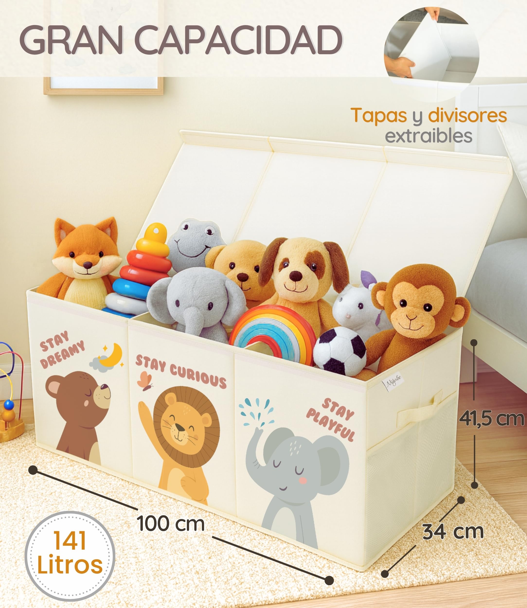Baúl Juguetes Infantil Grande XL - Cesta Almacenaje Juguetes Plegable y Resistente - Juguetero Organizador de Juguetes Infantil de Tela Oxford - Caja Juguetes Almacenaje dormitorio con tapa