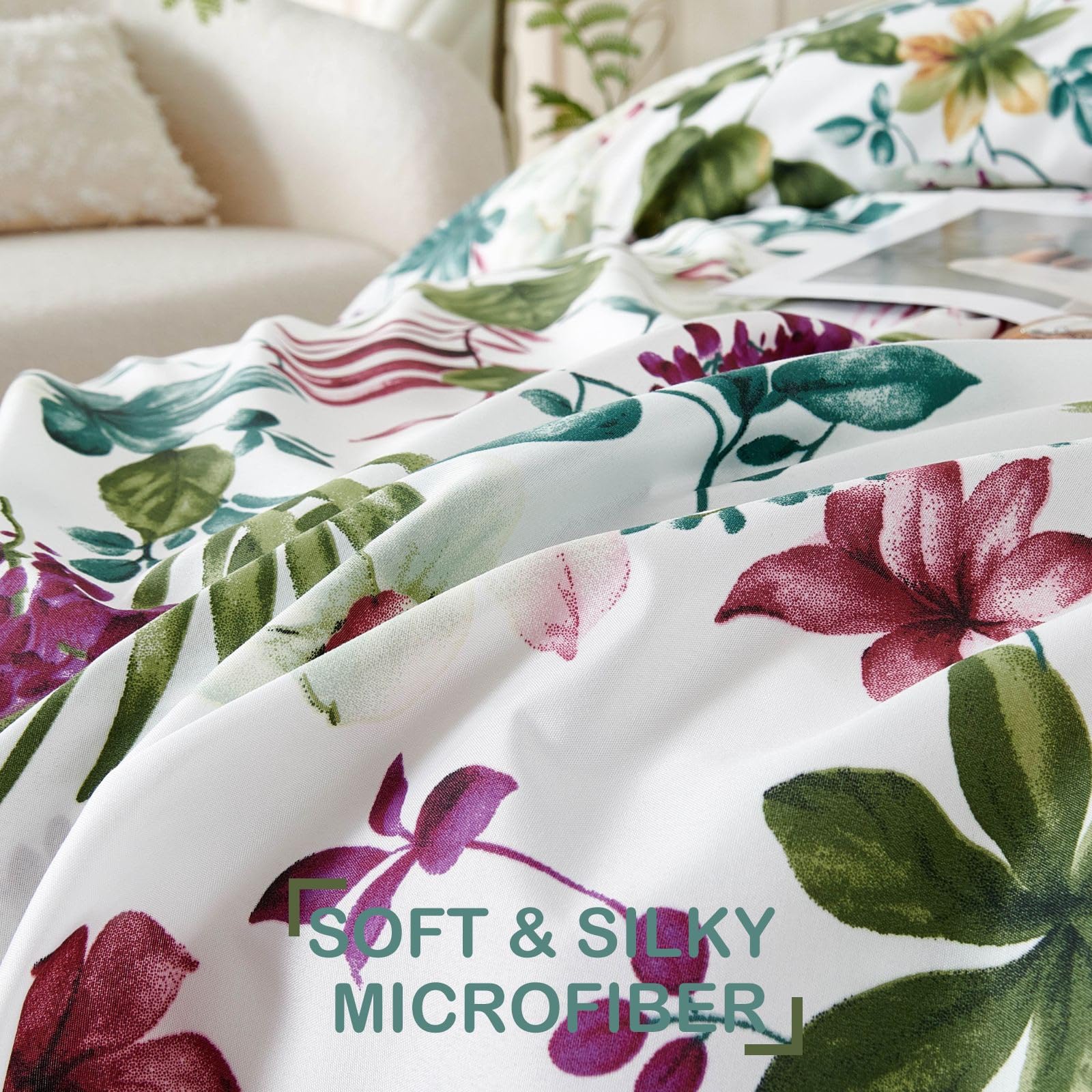 Parure De Lit 120x190/200 cm en Microfibre, Ensemble de Draps 3 Pièces Imprimée, Drap Housse