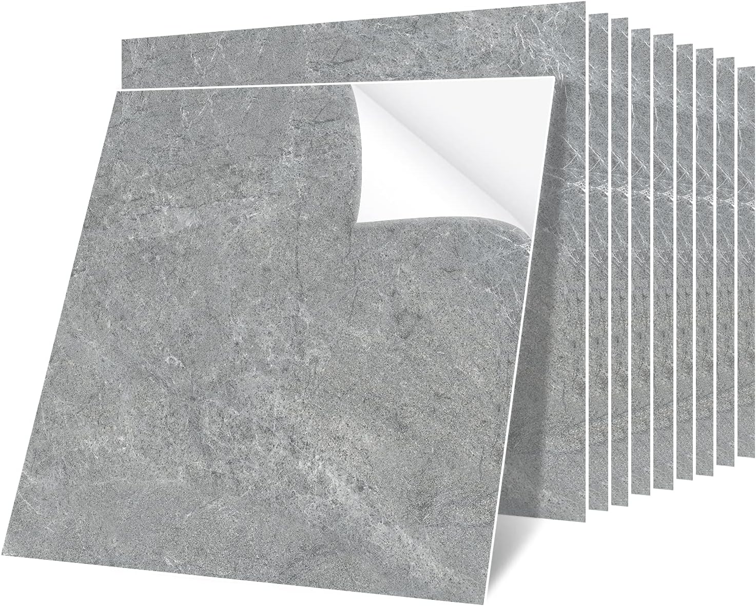 Lareko 60Sq.Ft Grey Marble Peel and Stick Vinyl Floor Tiles,60 Tiles - 12" x 12",Waterfproof and Self Adhesive Vinyl Sticker Tiles,Laminate Flooring for for Kichen,Bathroom,Dining Room(Grey)