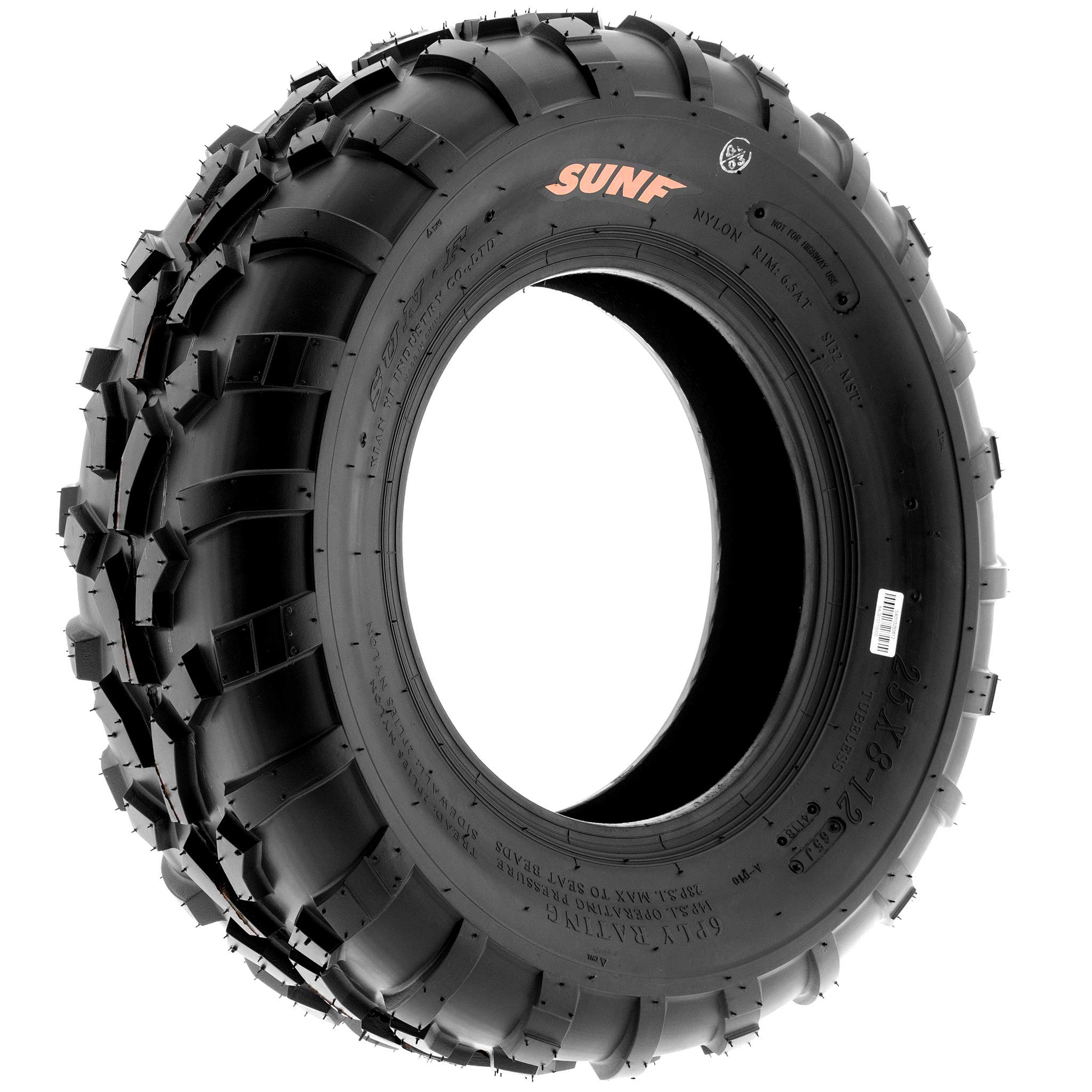 SunF A010 25x8-12 25x8x12 ATV UTV Quad pneumatici fuoristrada 6PR TL 65J E4 Mark battistrada direzionali e nodosi, set di 2 pezzi
