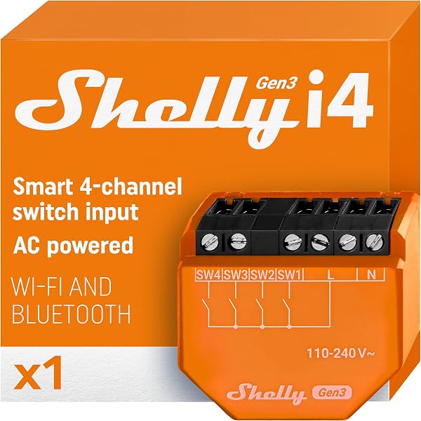 Shelly i4 Gen3 | 4 dijital giriş röleli WLAN akıllı kontrol cihazı | ev otomasyonu | Alexa ile çalışır | iOS Android uygulaması | Hub gerekmez