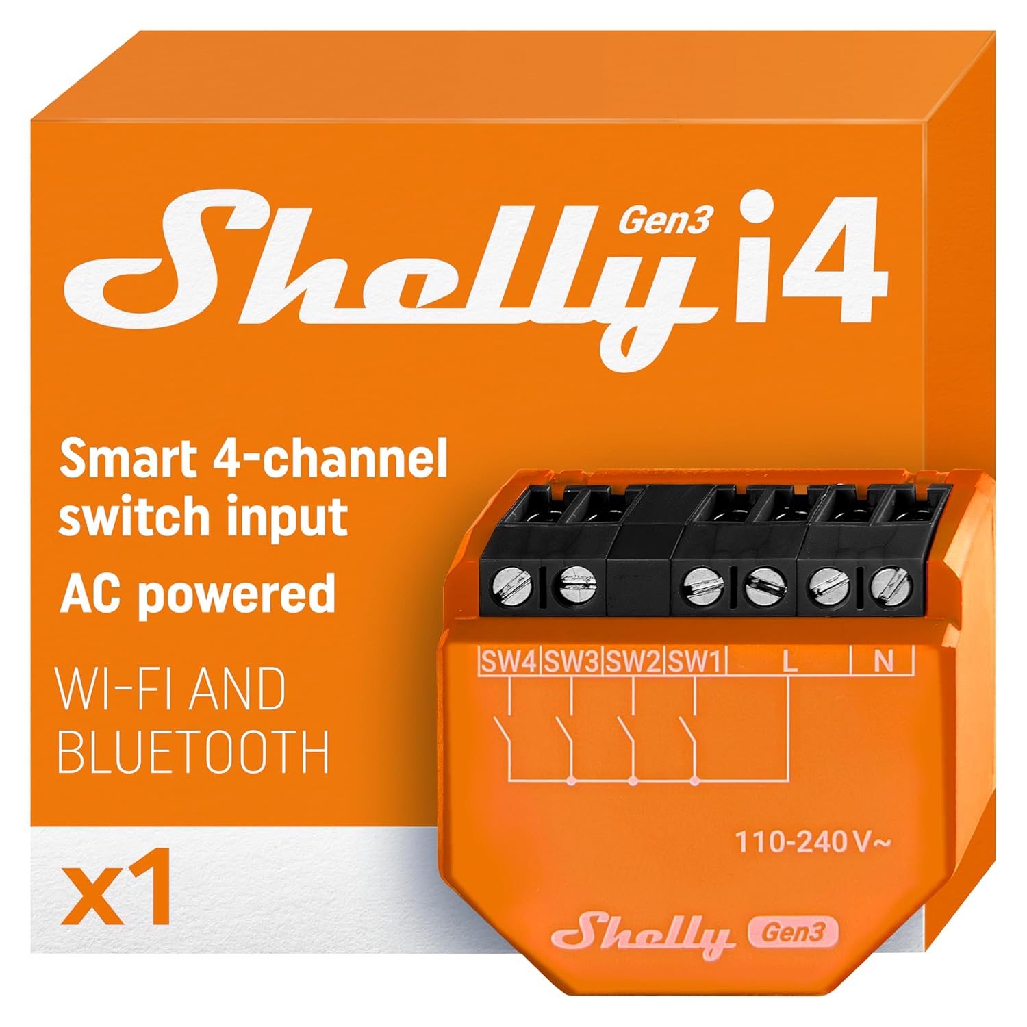 Shelly i4 Gen3 | WiFi Smart 4-Digital inputs Controller of Shelly Relays | Home Automation | Compatible with Alexa & Google Home | iOS Android App | No Hub | Remote Control | Multi-Click