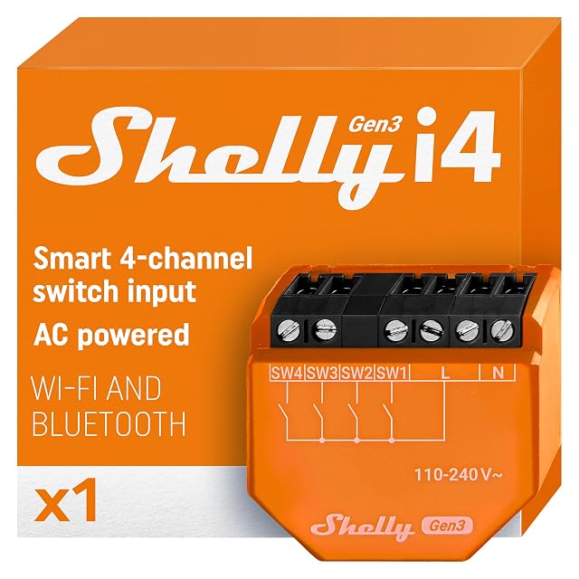Shelly i4 Gen3 WiFi Smart 4-Digital inputs Controller of Shelly Relays Home Automation Compatible with Alexa Google Home