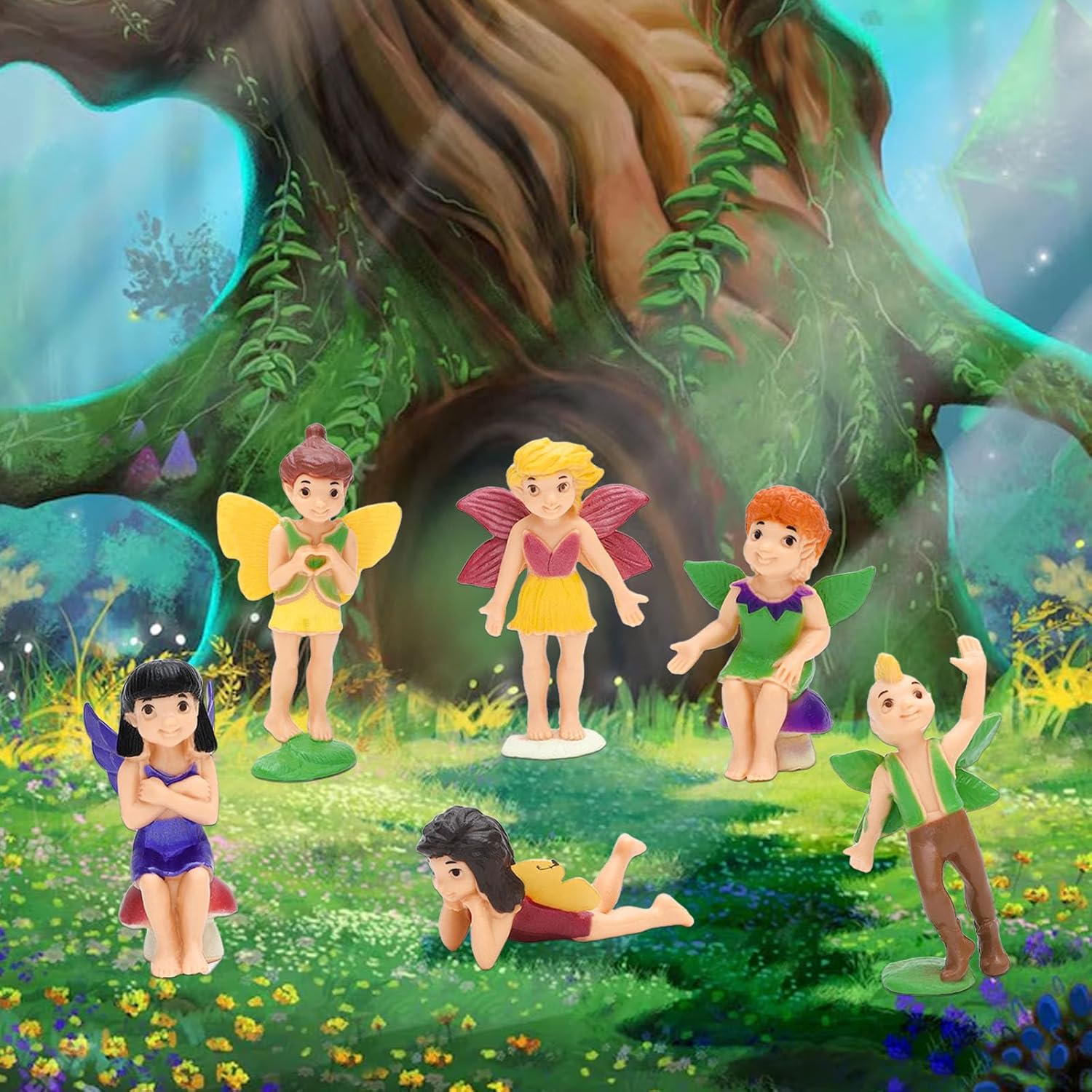 ONEST 12 Pieces Small Fairy Figurines Hand Painted Fairies Figures Miniature Fairy Garden Accessories Figurines for Decoration