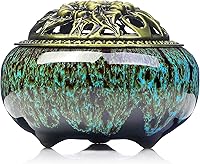 Vista 12 de Quemador de incienso con soporte para varillas de incienso Calabash, cenicero de carbón de porcelana para uso con cono de polvo granular de resina