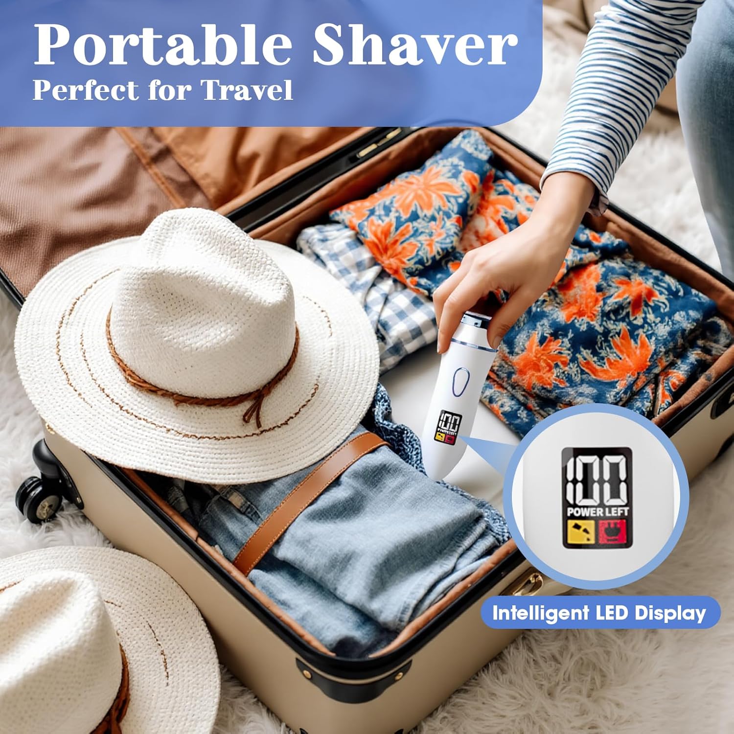 4 in 1 Electric Shaver for Women with Facial Brush, Electric Razor for Legs Underarm Pubic Hair, Bikini Trimmer IPX7 Portable Body Hair Removal, Wet & Dry Use, Rechargeable Grooming Kit, Light Blue - Image 5