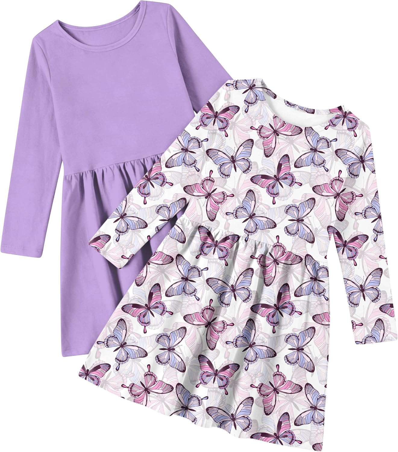 Funnycokid Toddler Girls Dress Long Sleeve Clothes Kids 3-7 Years