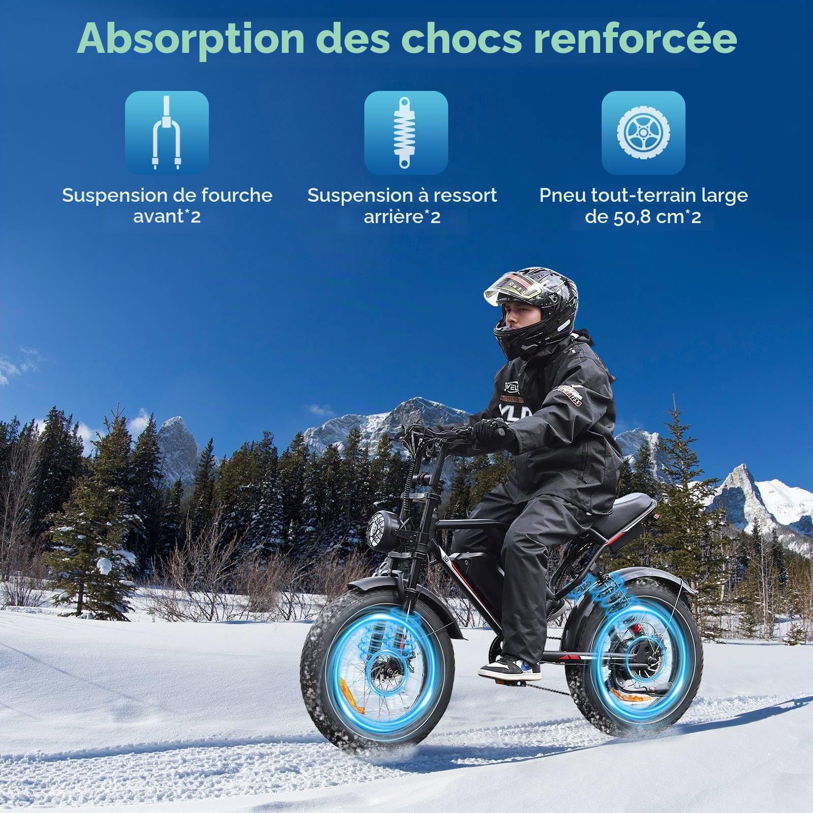 VéLo éLectrique Puissant, Suspension De Pneu De 20 Pouces, 48V/15/17.5/25AH, Moteur Unique, VéLo éLectrique Adapté Aux Trajets Quotidiens Et Hors Route pour Adultes, Charge Maximale De 150 Kg