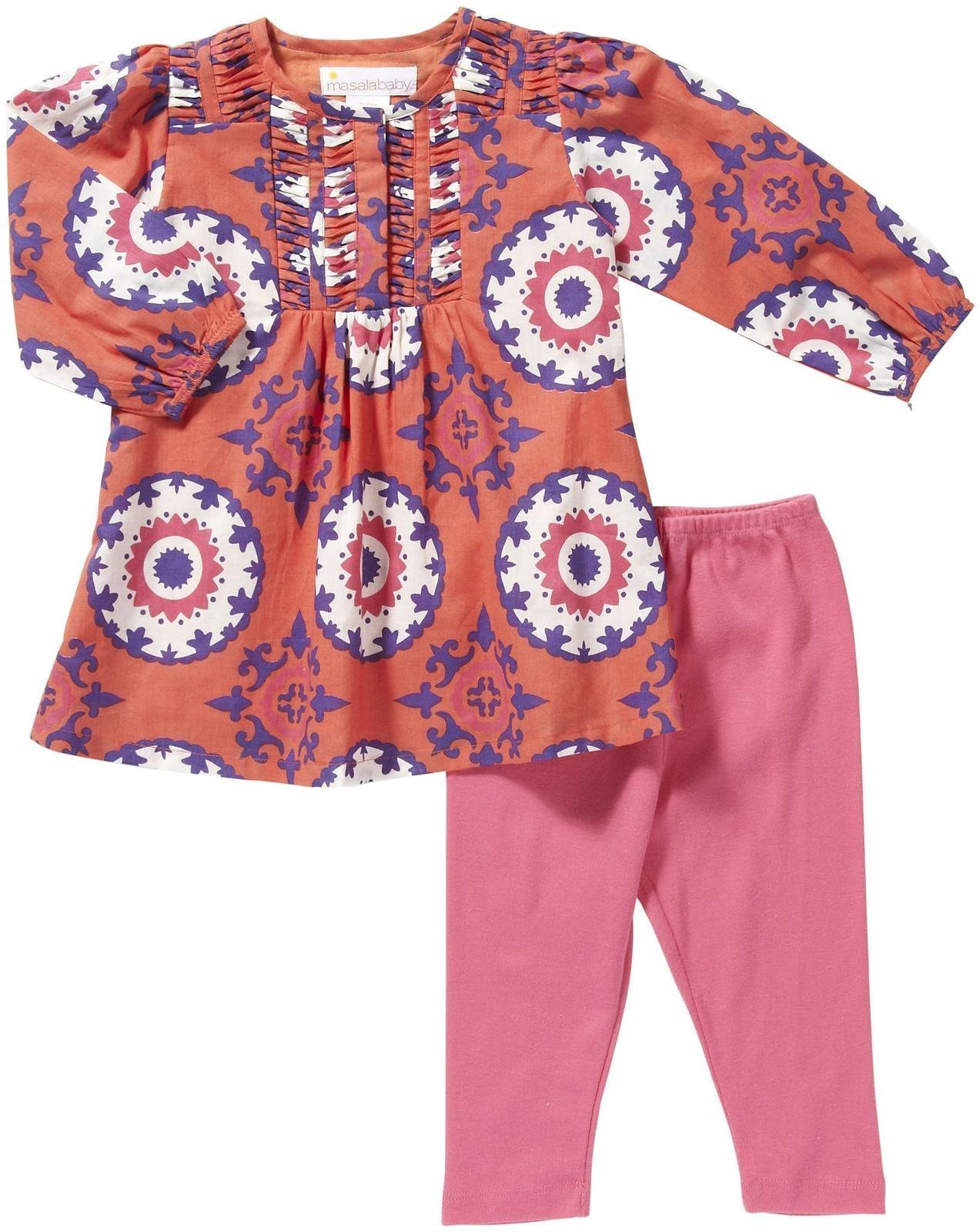 Masala Baby Girls' Miri 2 Piece Set (Baby) - Coral/Purple