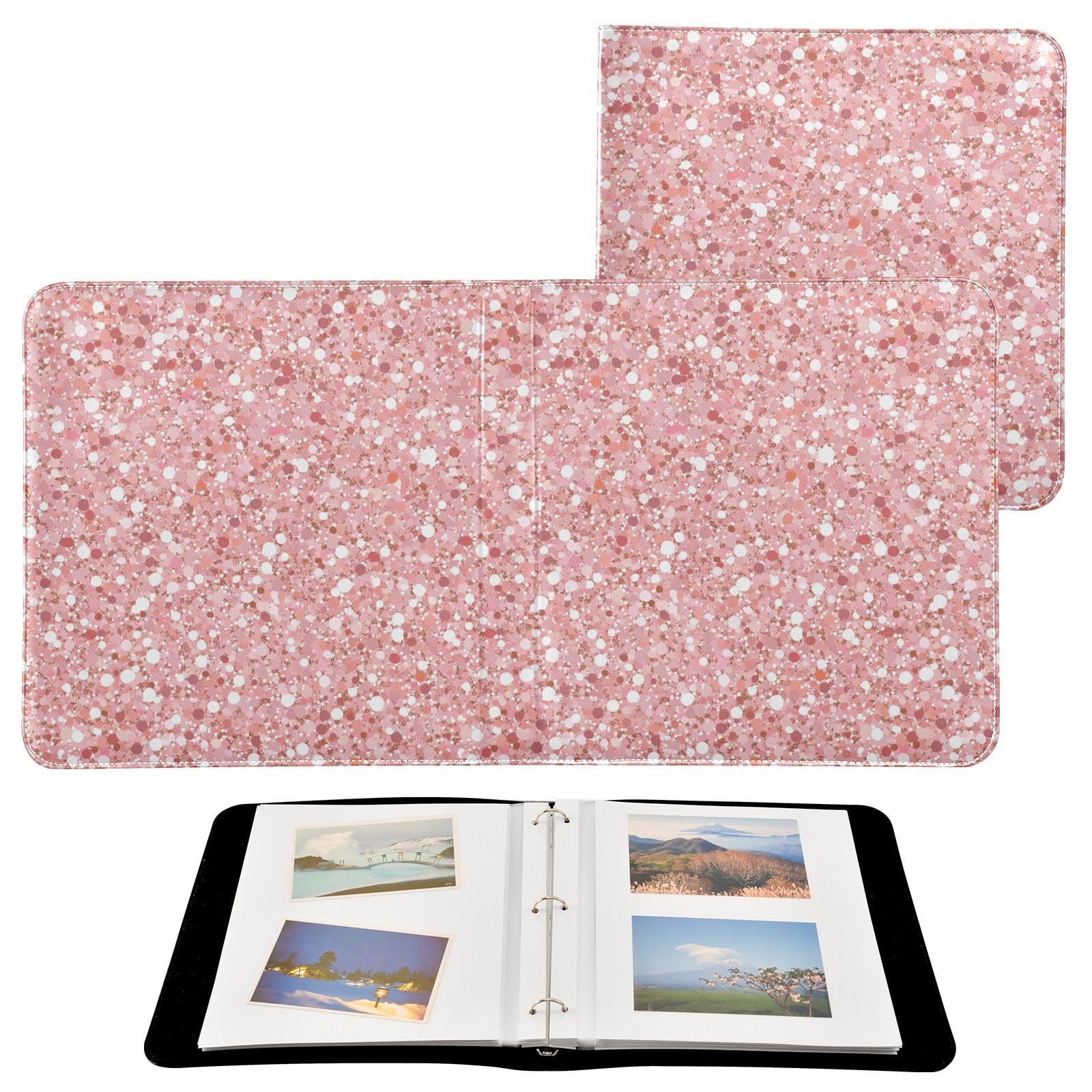 Familien-Fotoalbum, Roségold, Rosa, Glitzer, Fotobücher für alle Größen, selbstklebende Seiten, 10 x 15 cm, 12 x 17 cm, 15 x 20 cm