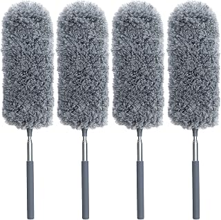 4 Pack Microfiber Duster for Cleaning, Washable Feather Dusters, Extendable Pole, Cleaning Tools for Office, Car, Window, Furniture, Ceiling Fan