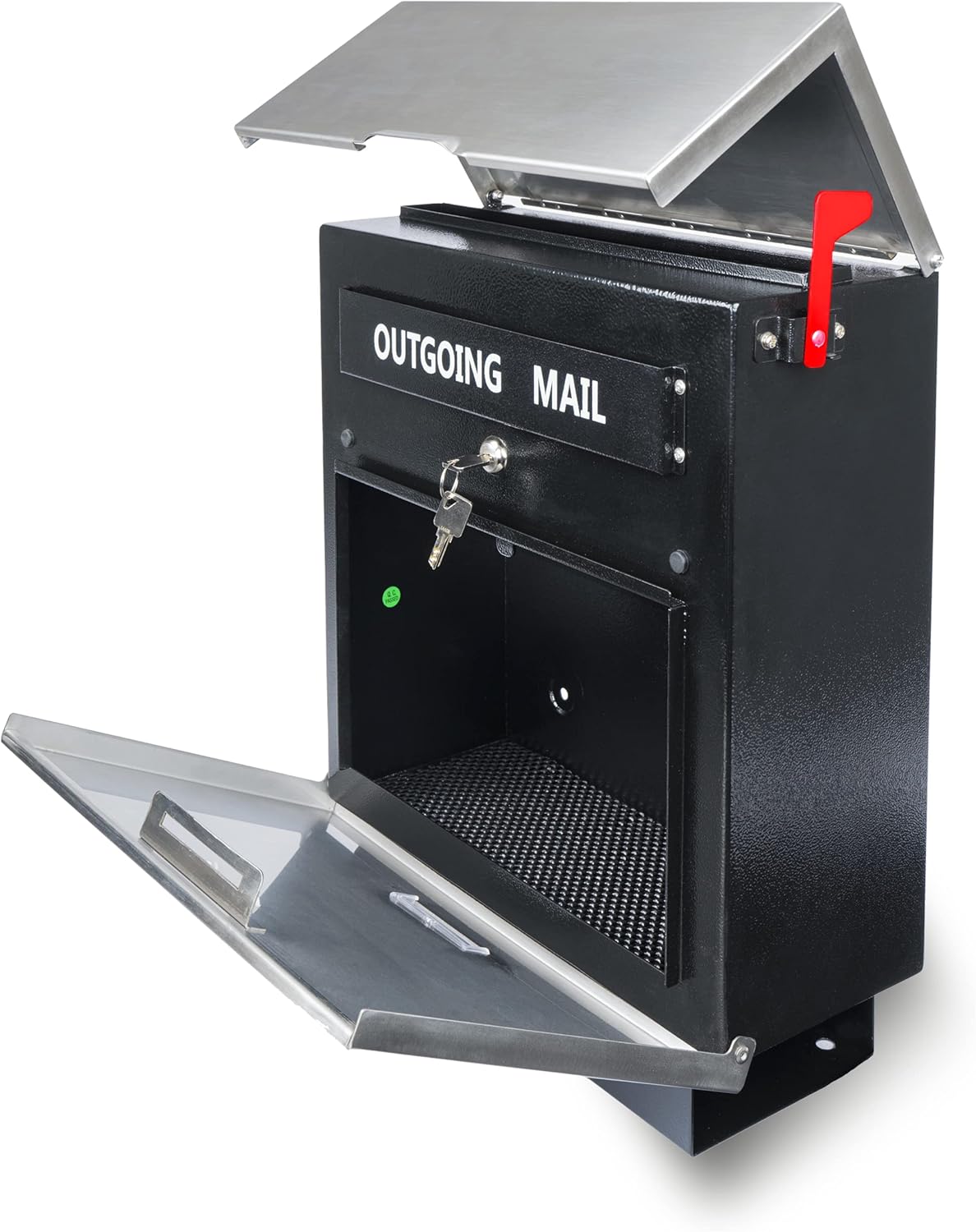 Pochar Stainless Steel Mailbox for Walls, Heavy Duty Wall Mounted Mailbox with Newspaper Holder - 14.25'' x 6'' x 17.25'' Silver Rust Proof Steel Dropbox