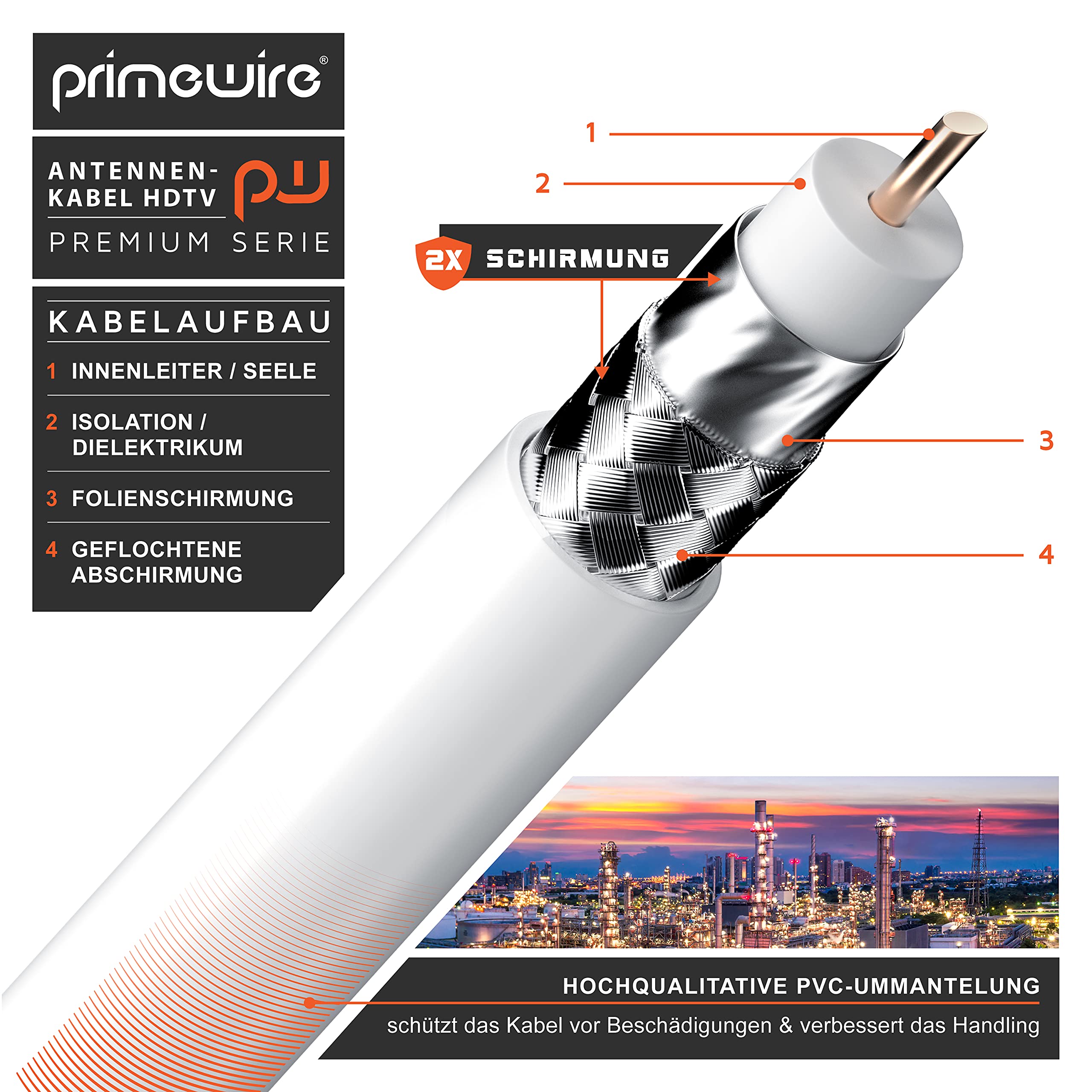 TECHZOCO Cavo Antenna TV Maschio Femmina, Cavo Coassiale Antenna TV, Cavo Antenna TV 90° A - Foto 5