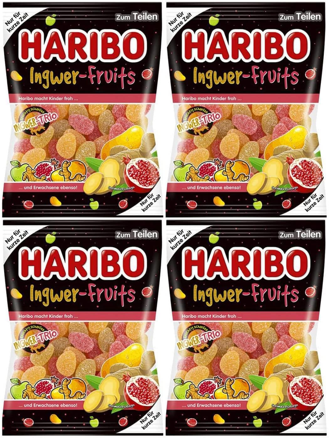 Haribo Ingwer Fruits (Ginger Fruits) Gummy Candy 4Pack (4