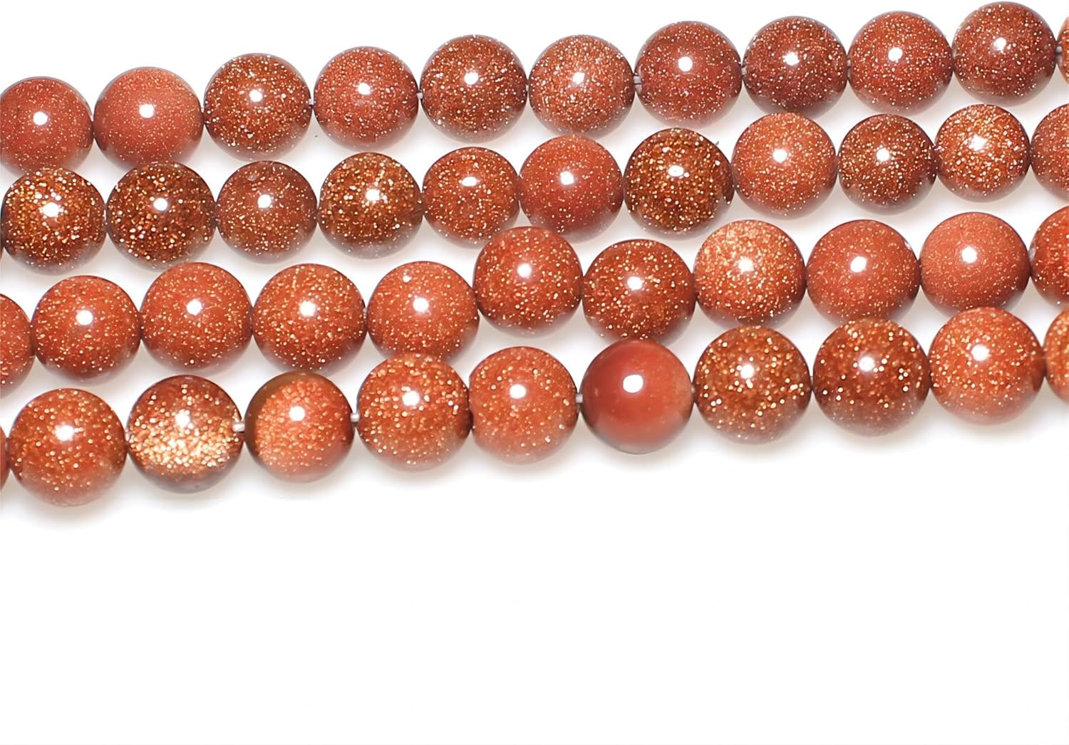 MJDCB AAA Natural Gold Sand Gemstone Loose Round Beads Spacer Beads for Jewelry Making (8mm) Gold Sand Stone 8mm