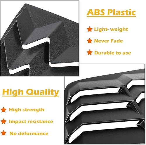 Miniatura 6 de Juego de rejillas de ventana trasera y lateral para Dodge Challenger 2008-2023 para parabrisas en GT Lambo estilo ABS negro mate, ajuste