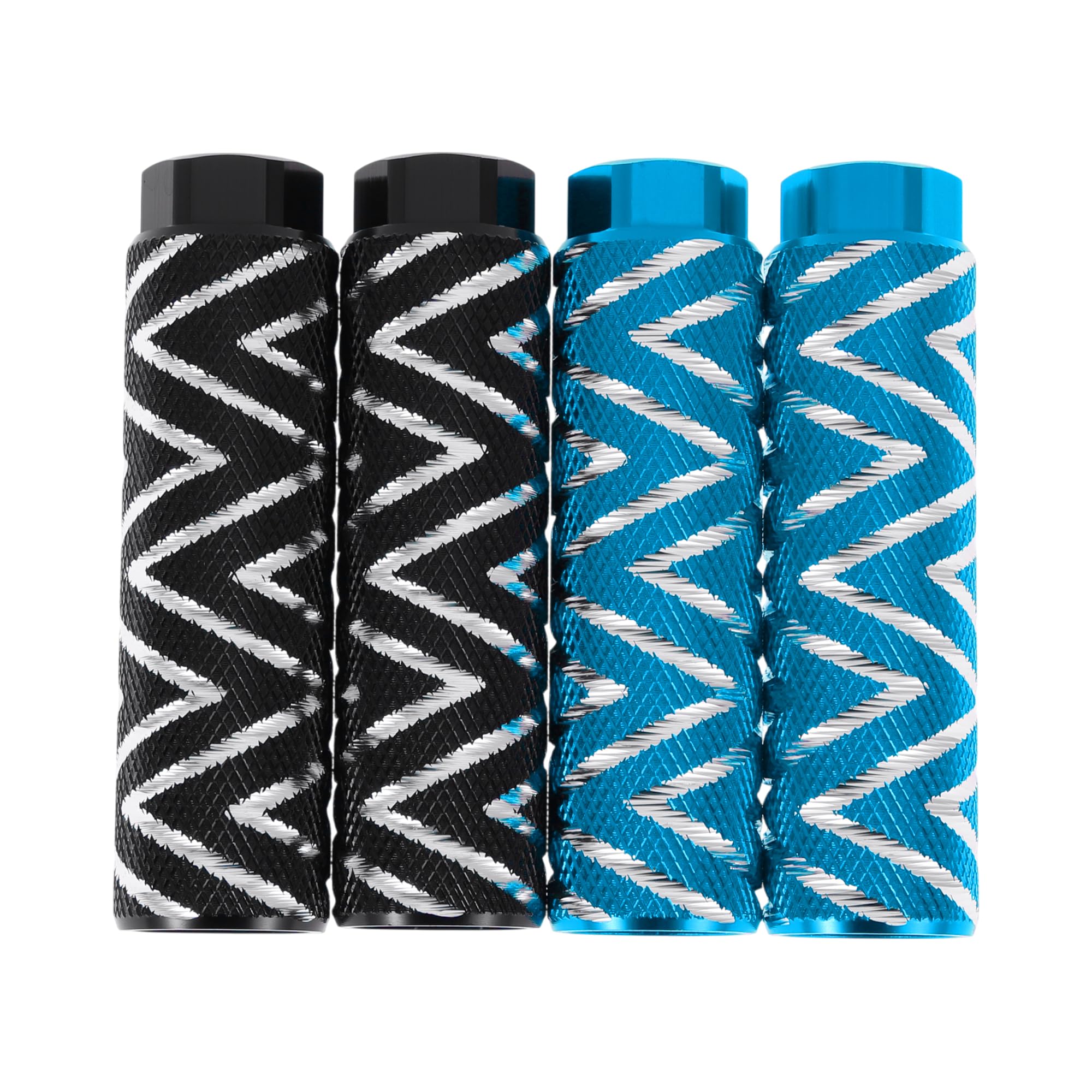 Partuto 4 Pcs Aluminum Alloy Anti-Skid Bike Pegs 100mm Length Wave Texture Bicycle Backseats Stands Cycling Foot Pegs 3/8 Inch Axles Black Sky Blue