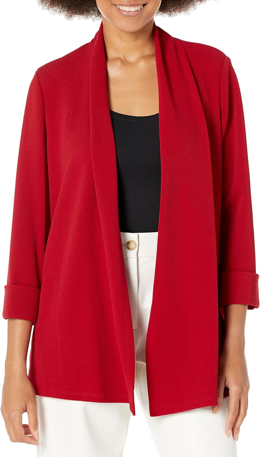 Kasper Women's Cardigan Jacket-fire Red Large Fire Red