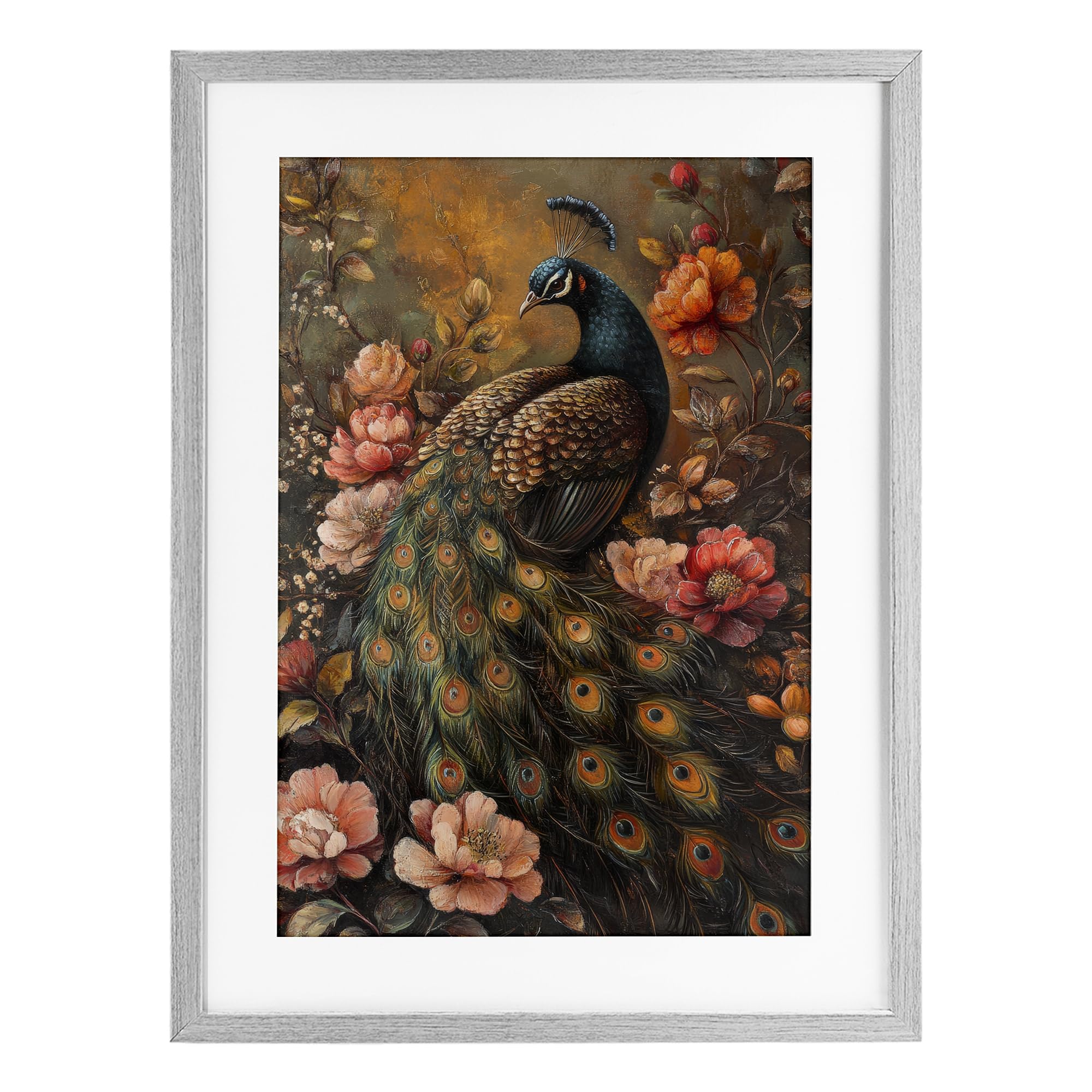 Stupell Industries Red Morris Inspired Peacock Birch Framed Print Under Glass, design by Petal Prints Design, 23 x 17
