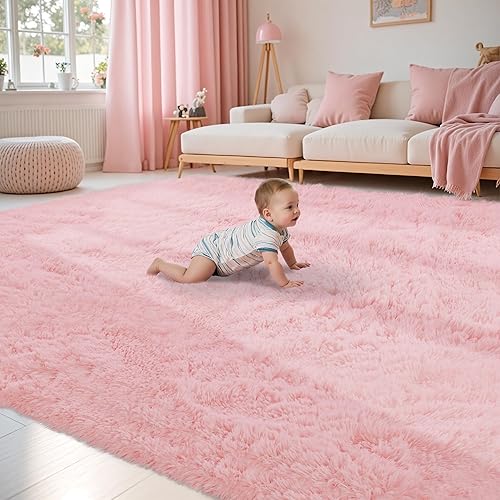 Miniatura 33 de Alfombra de Área de 8 x 10 pies para Sala de Estar: Alfombras Negras Ultra Suaves y Esponjosas Shag, Alfombra Grande de Felpa Difusa Antideslizante