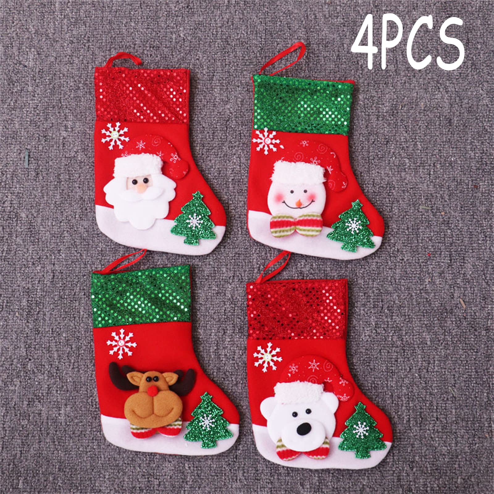 Calcetines Chimenea Navidad Set De 4 Calcetines Navideños - Diseños  Santa/Reno/Muñeco De Nieve/Oso - Para Chimenea O Árbol - 16-22cm Calcetines  Arbol Navidad, image size:1600x1600
