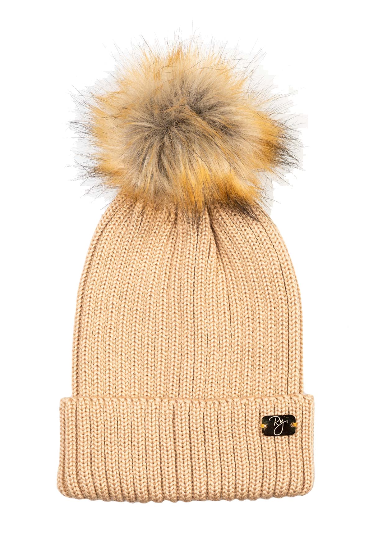 Rydale Ladies Pom Pom Hat Women's Bobble Hat Winter Beanie 12 Colours (Camel)